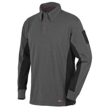 POLO M. LARGA ISSA 8173 STRETCH  GRIS/NEGRO  T-L