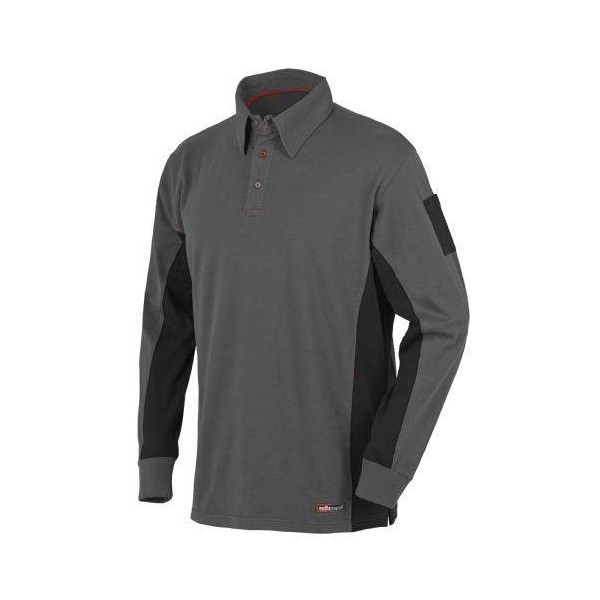 POLO M. LARGA ISSA 8173 STRETCH  GRIS/NEGRO  T-XXL