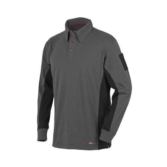 POLO M. LARGA ISSA 8173 STRETCH  GRIS/NEGRO  T-XXL