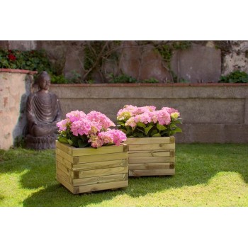 JARDINERA CUADRADA SPIRO 40x40x30 MARRON OSCURO INTERMAS