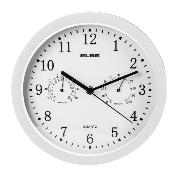 RELOJ DE PARED TEMPERATURA Y HUMEDAD 25CM BLANCO