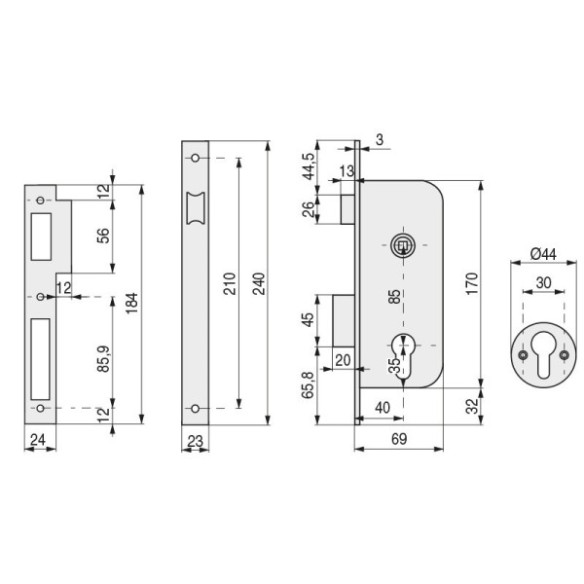 CERRADURA EMB. PUERTAS MADERA. ENTR. 40