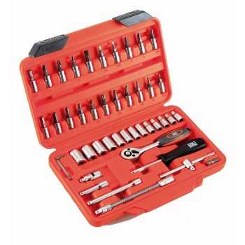 JUEGO DE LLAVES DE VASO Y ACCESORIOS 1/4" 46 PIEZAS HR ALYCO