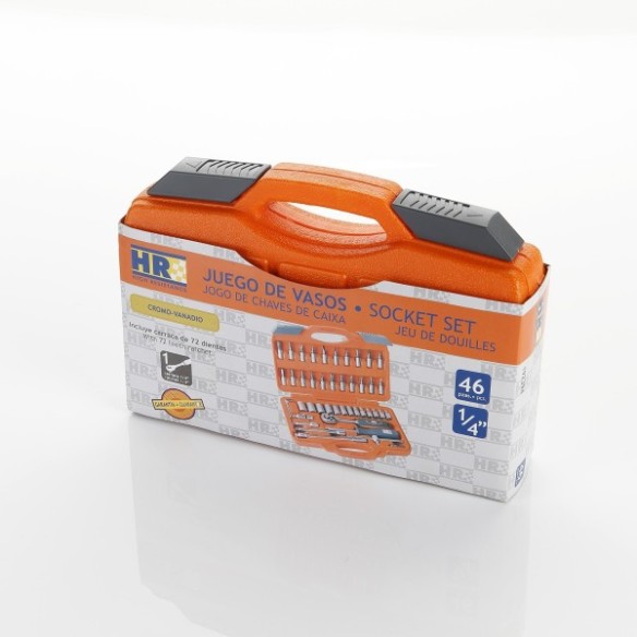 JUEGO DE LLAVES DE VASO Y ACCESORIOS 1/4" 46 PIEZAS HR ALYCO