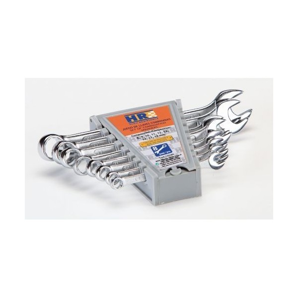 JUEGO DE LLAVES COMBINADAS 8 PIEZAS EN SOPORTE PLASTICO HR