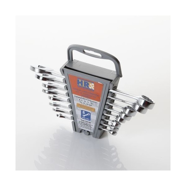 JUEGO DE LLAVES COMBINADAS 8 PIEZAS EN SOPORTE PLASTICO HR