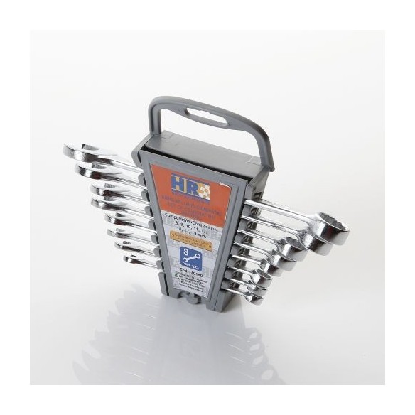 JUEGO DE LLAVES COMBINADAS 8 PIEZAS EN SOPORTE PLASTICO HR
