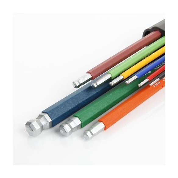 JUEGO DE LLAVES ALLEN DE BOLA SERIE EXTRALARGA, SOPORTE DE GOMA ALYCO