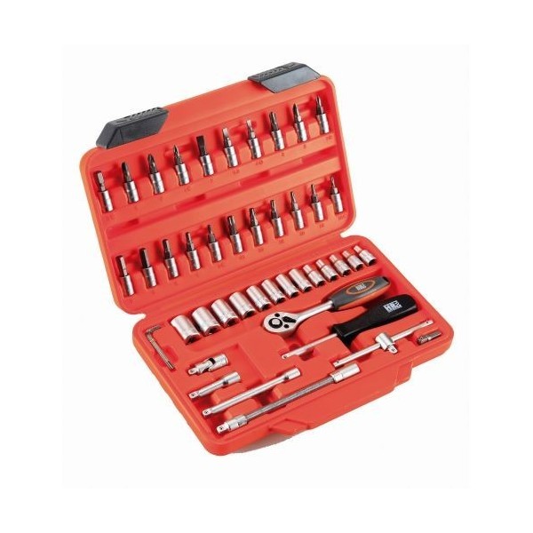 JUEGO DE LLAVES DE VASO Y ACCESORIOS 1/4" 46 PIEZAS HR ALYCO