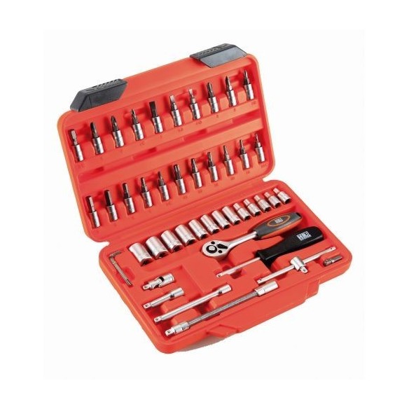 JUEGO DE LLAVES DE VASO Y ACCESORIOS 1/4" 46 PIEZAS HR ALYCO