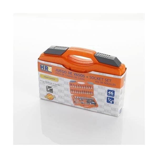 JUEGO DE LLAVES DE VASO Y ACCESORIOS 1/4" 46 PIEZAS HR ALYCO