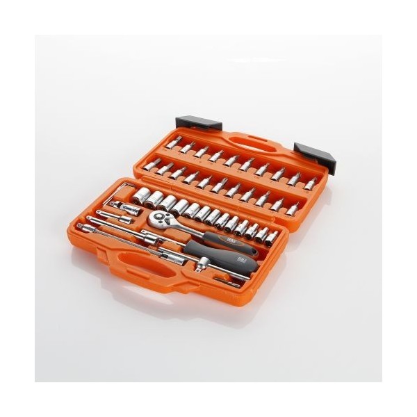 JUEGO DE LLAVES DE VASO Y ACCESORIOS 1/4" 46 PIEZAS HR ALYCO