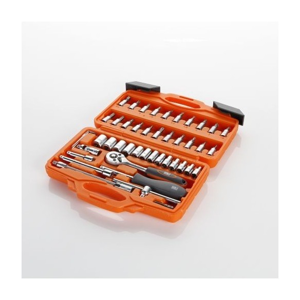 JUEGO DE LLAVES DE VASO Y ACCESORIOS 1/4" 46 PIEZAS HR ALYCO