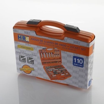 JUEGO DE LLAVES Y ACCESORIOS 110 PZAS DE 1/2" - 1/4" HR