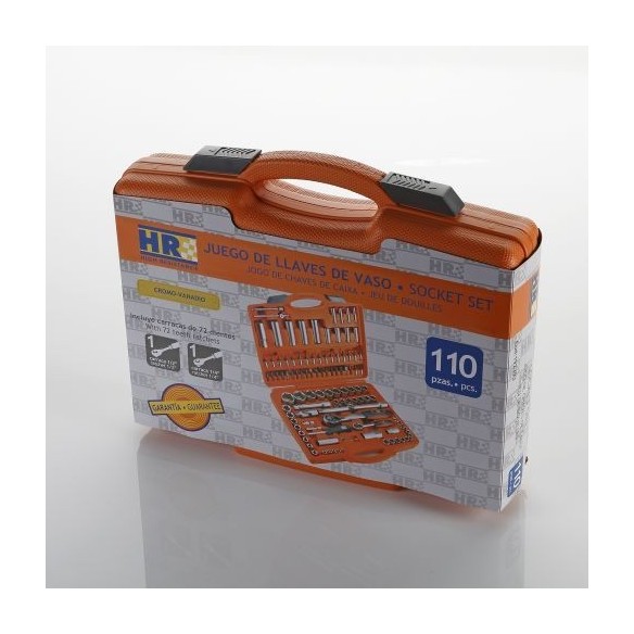 JUEGO DE LLAVES Y ACCESORIOS 110 PZAS DE 1/2" - 1/4" HR
