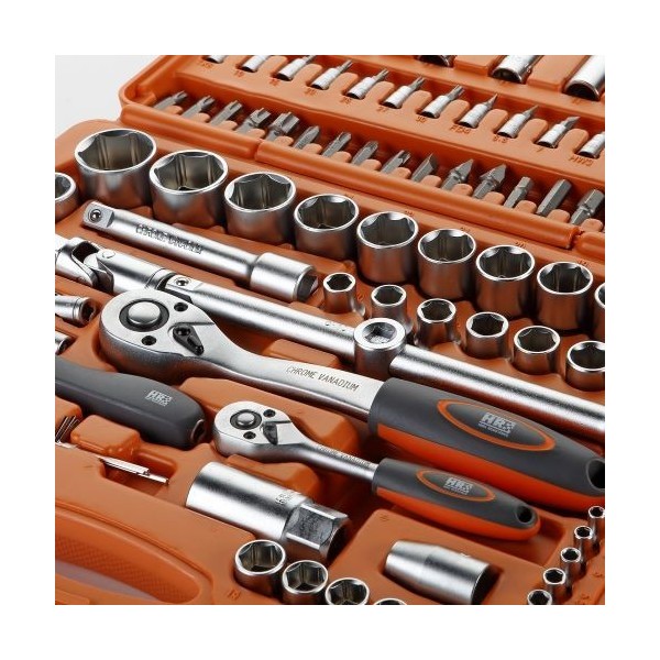 JUEGO DE LLAVES Y ACCESORIOS 110 PZAS DE 1/2" - 1/4" HR