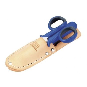 ESTUCHE DE TIJERA Y CUCHILLO PARA ELECTRICISTA EN FUNDA DE CUERO ALYCO