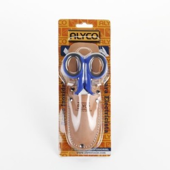 ESTUCHE DE TIJERA Y CUCHILLO PARA ELECTRICISTA EN FUNDA DE CUERO ALYCO 2