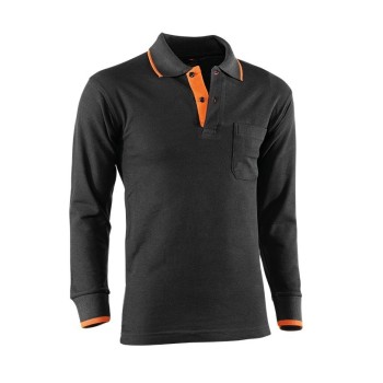 POLO M. LARGA JUBA 618 TOP RANGE NEGRO/NARANJA T-XL