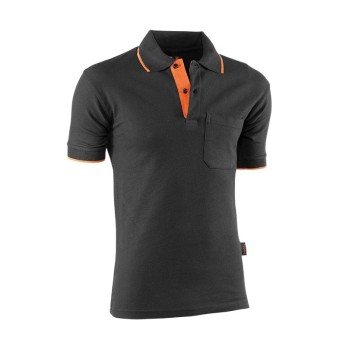 POLO M. CORTA JUBA 647 TOP RANGE NEGRO/NARANJA T-M
