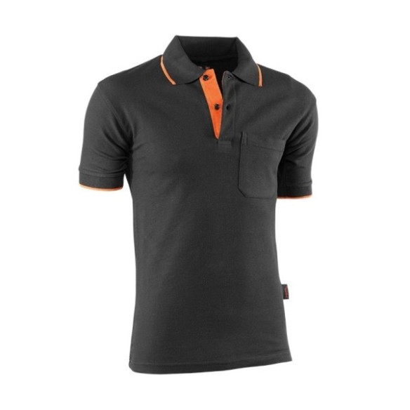 POLO M. CORTA JUBA 647 TOP RANGE NEGRO/NARANJA T-M