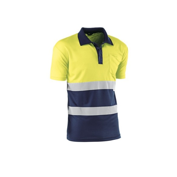 POLO M. CORTA JUBA HV720BC ALTA VISIBILIDAD AMARILLO/MARINO T-L
