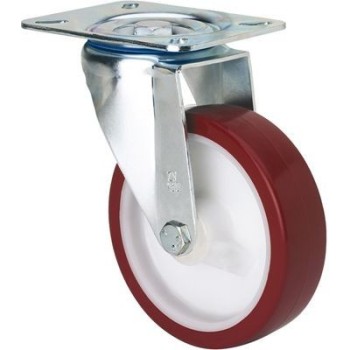 RUEDA PU ROJA GIRATORIA 125MM 2-2357 ALEX