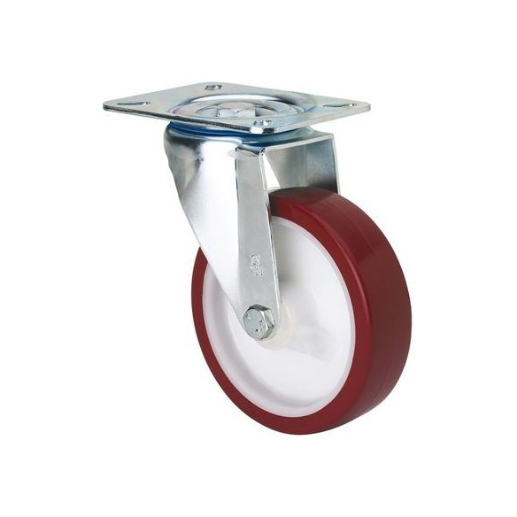 RUEDA PU ROJA GIRATORIA 125MM 2-2357 ALEX