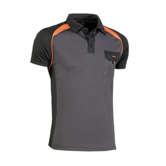 POLO M. CORTA JUBA 964 TOP RANGE GRIS NEGRO/NARANJA T-L
