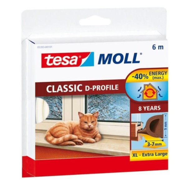 TESAMOLL BURLETE CAUCHO FORMA D 6MX9MM MARRON TESA TAPE