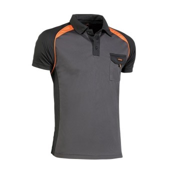 POLO M. CORTA JUBA 964 TOP RANGE GRIS NEGRO/NARANJA T-M