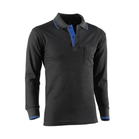 POLO M. LARGA JUBA 617 TOP RANGE NEGRO/NARANJA T-L