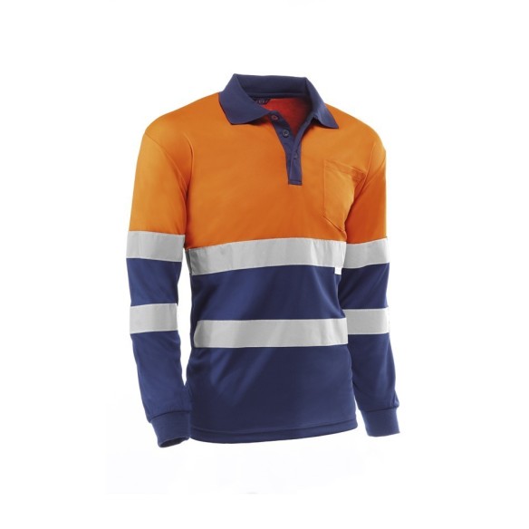 POLO M. LARGA JUBA HV730BCML ALTA VISIBILIDAD NARANJA/MARINO T-L