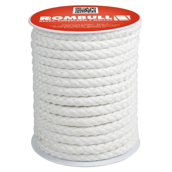 CUERDA TRENZADA CARRETE ALGODÓN CON ALMA Ø 8 MM BLANCO 15 M