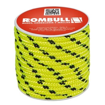 CUERDA PES TRENZADA CARRETE POLIESTER CON ALMA Ø 8 MM AMARILLO FLUOR 15 M