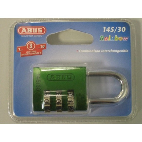 CANDADO ABUS 145 COMBINACION 30 MM ALUMINIO VERDE BLISTER