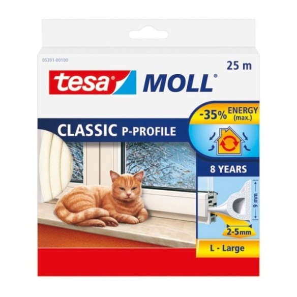 BURLETE DE CAUCHO PERFIL P 25M X 9MM BLANCO