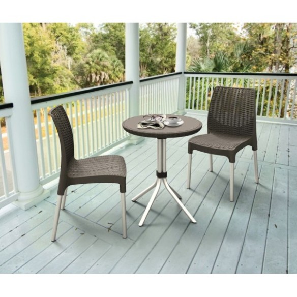CONJUNTO KETER CHELSEA RESINA INYECTADA RATAN MESA Y 2 SILLAS Ø60