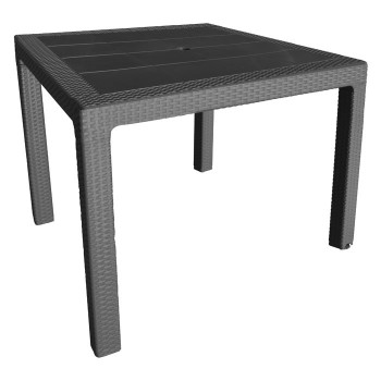 MESA PLASMIR ELEGANTE RATAN TECNOPOLIMERO+FIBRA DE VIDRIO CUADRADA 80X80X72 CM NEGRO