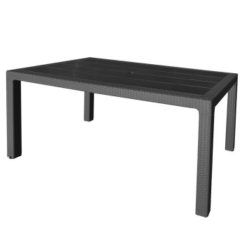MESA PLASMIR ELEGANTE RATAN TECNOPOLIMERO+FIBRA DE VIDRIO RECTANGULAR 150X90X72 CM NEGRO