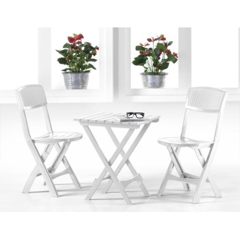 CONJUNTO IDEA EUROPE ROXI RESINA INYECTADA MESA Y 2 SILLAS BLANCO