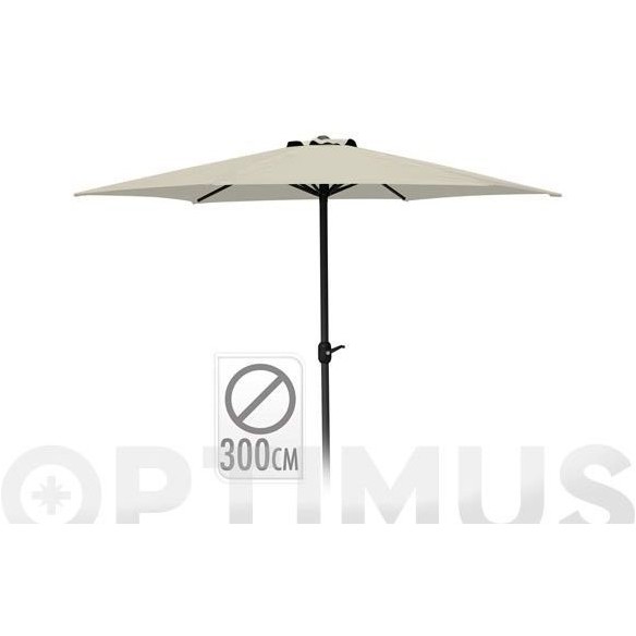 PARASOL ALUMINIO CON MANIVELA 300 CM TUBO 48MM TAUPE (MARRON CLARO)