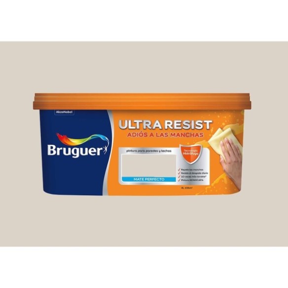 PINTURA PLASTICA INTERIOR BRUGUER ULTRARESIST 4L MARRÓN CREMOSO