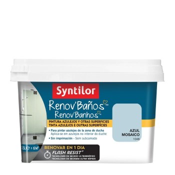 PINTURA AL AGUA SYNTILOR RENOV BAÑOS 500 ML AZUL MOSAICO SATINADO