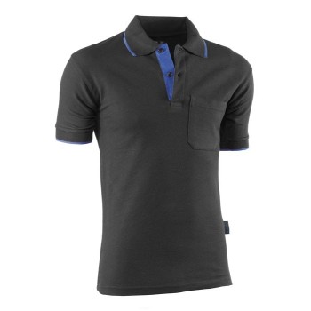 POLO M. CORTA JUBA 648 TOP RANGE NEGRO/AZULINA T-3XL