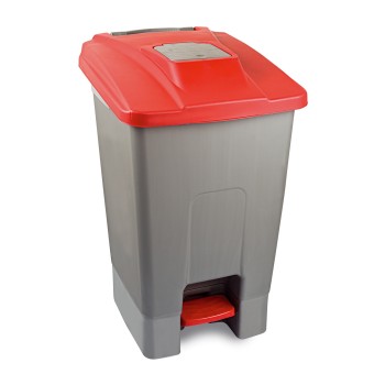 PAPELERA CON PEDAL Y RUEDAS 100 L.ROJO