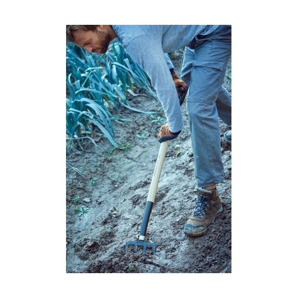 Horca de jardín, dientes forjados y planos para remover y cavar la tierra. Mango de anilla metálica, madera certificada / 9114A