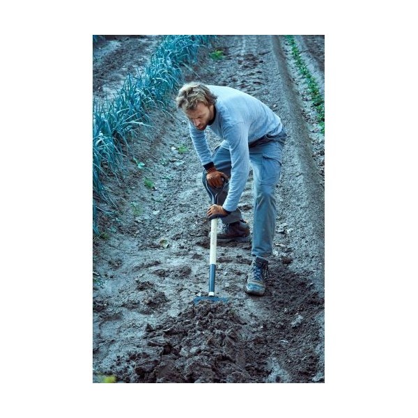 Horca de jardín, dientes forjados y planos para remover y cavar la tierra. Mango de anilla metálica, madera certificada / 9114A