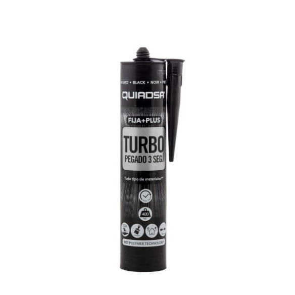 ADHESIVO FIJA+PLUS TURBO NEGRO 290ML QUIADSA