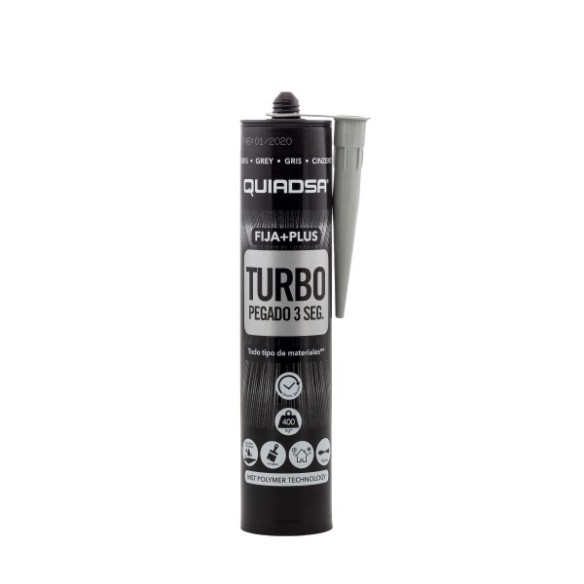 ADHESIVO FIJA+PLUS TURBO GRIS 290ML QUIADSA